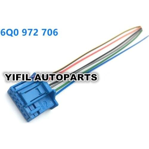 6 Pin/Way Rearview Mirror Switch Plug For Audi,Sunroof Reading Light Connector With Wire Harness Cable Pigtail For VW 6Q0972706