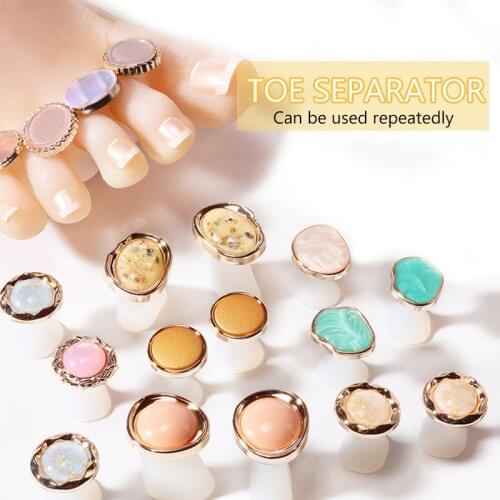 8pcs Nail art Toe Separator Flower Heart Pearl Diamond Silicone Foot Toes Separators Silica Gel Finger Toe Spreader