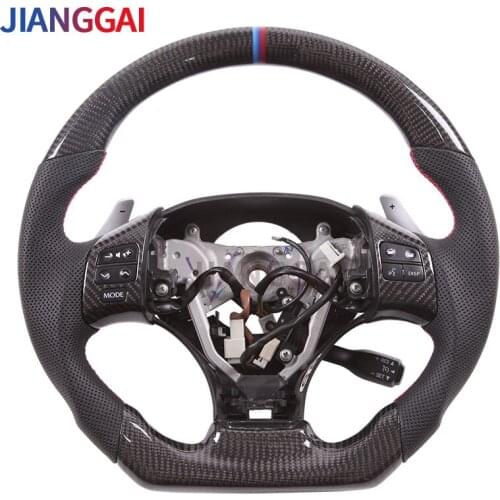 Car Steering Wheel 100% Carbon Fiber Perforated Leather Compatible For Lexus 2010 Model