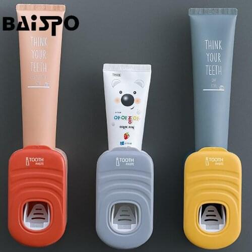 BAISPO Wall-Mounted Toothpaste Squeezer One-Hand Paste Dispenser Punch-Free Toothpaste Dispenser WC Home Bathroom Accessories
