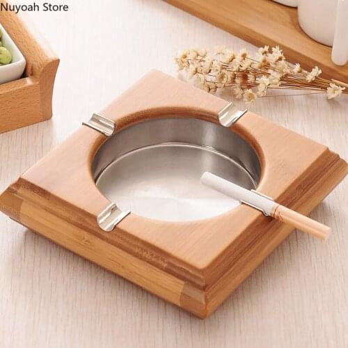 Bamboo Ashtray Creative Personality Ashtray Ornaments Stainless Steel Decorative Ashtray Retro Home Decoration Accessories