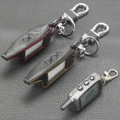 Jingyuqin A6 A9 LCD Remote Controller Keychain Leather Case For Two Way Car Alarm StarLine A6 A9 Keychain