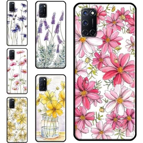 Yellow Cosmos Flowers Lavender Case For OPPO A91 A93 A83 A15 A31 A53 A9 A5 2020 F5 Find X3 Pro A52 A72 A3S A5S Cover Capa