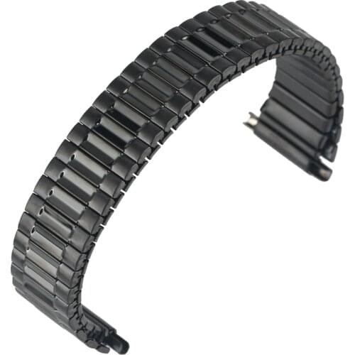 Black Stainless Steel Watch Band for 16/18/20/22mm Practical Metal Replacement Strap with NO Buckle Stretchable for Smart watch