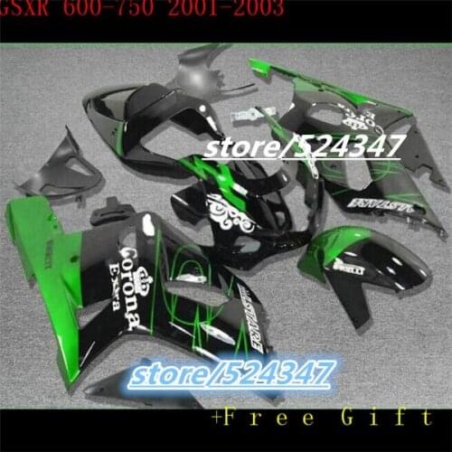 Hey-Hey-Custom motorcycle three free package GSXR600 750 01 02 03 GSXR600 750 silver cyan ink black barca first fairing sections