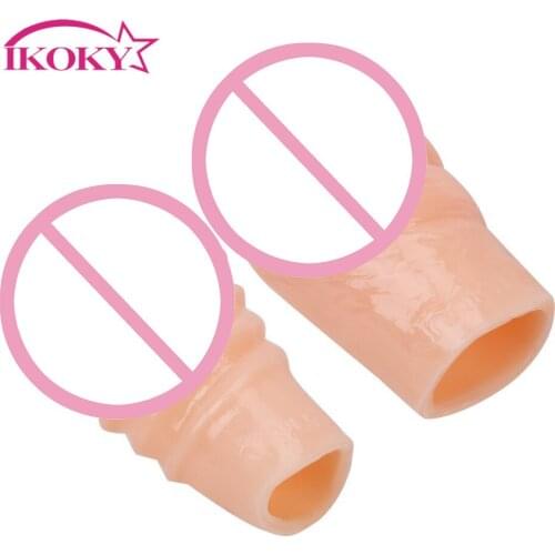 IKOKY Penis Ring Delay Ejaculation Sex Toys for Men Male Glans Sleeve Reusable Penis Extender Enlargement Cock Ring Silicone
