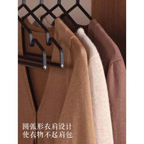 10pcs/lot Classic Simple Wire Clothes Hangers Nodic Wooden Coat Hanger Solid Wood Wide Shoulder Hanging Rack Space Saving