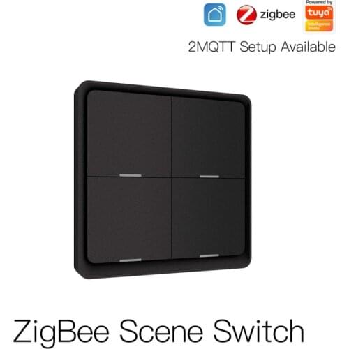 Tuya ZigBee 4 Gang Wireless 12 Scene Switch Push Button Controller Battery Powered Automation Scenario for Tuya Devices