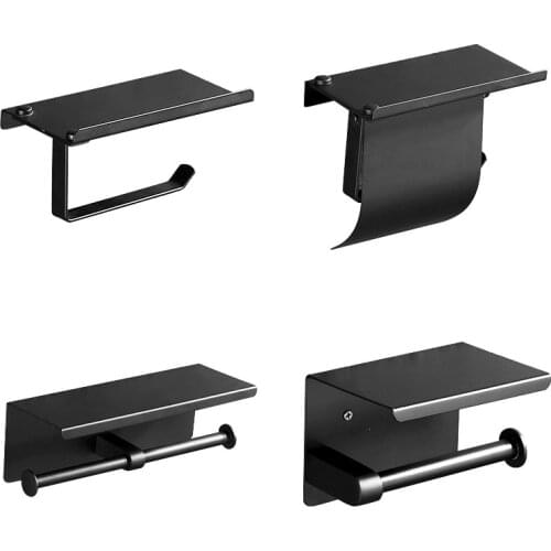 Stainless Steel Black Toilet Paper Box Mobile Phone Holder Black Paper Towel Holder Bathroom Toilet Paper Holder Roll Paper Box