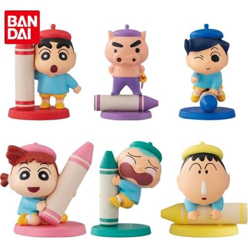 Bandai Genuine Gashapon Toy Crayon Shinchan Scrawl Doll Table Decoration Gifts