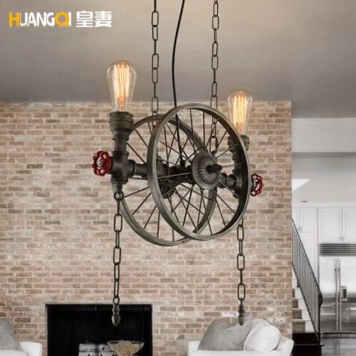 Loft retro American industrial restaurant bar iron bar wheel Chandelier