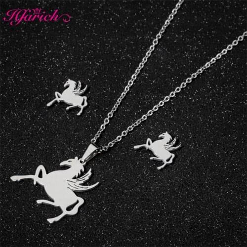 Horse Elephant Rabbit Deer Lion Eagle Gold Color Stainless Steel Sets For Women Necklace Earrings Jewelry Set Wedding Jewelry