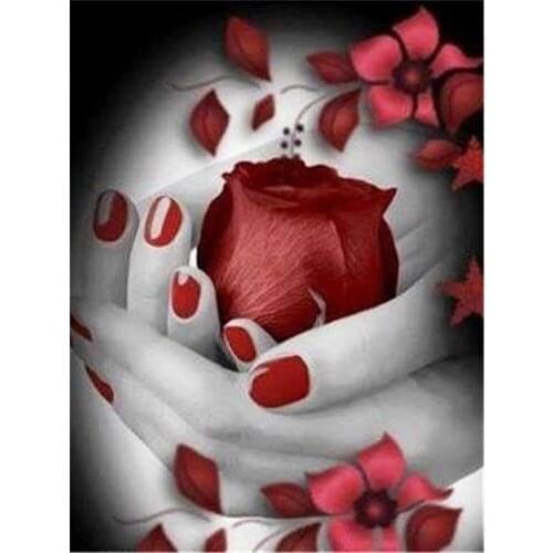 Flower Rose DIY Embroidery Cross Stitch 11CT Kits Needlework Craft Set Cotton Thread Printed Canvas Home Decoration Design