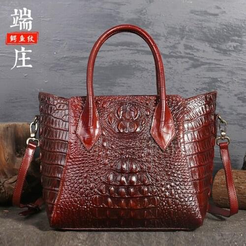 Original Design Genuine Leather Bag Vintage Travel Bag Big Capacity Crocodile Travel Duffle Bag Male Carry On Luggage Bag