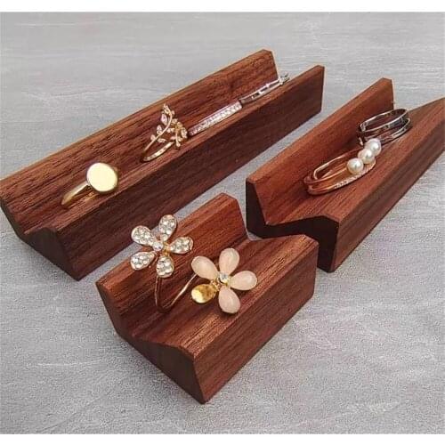 Black Walnut Earring Display Tray Set Ear Nail Ring Bracelet Holder Table Ring Pallet Wooden Block Display Dish