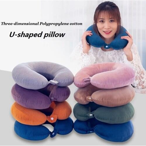PP Cotton U-shaped Pillows Travel Outdoor Portable Pillow Neckrest Travel Folding Slow Rebound Memory Foam Train Plane