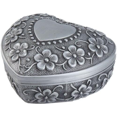 Wedding Ring Storage Box Vintage Metal Crafts Jewelry Organizer Women Earring Holder Trinket Gift Box Wedding Decoration