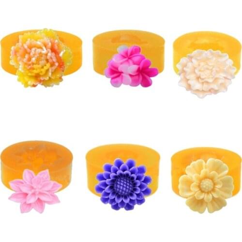 Silicone Mold 6 styles Flowers Mold Fondant mould Sunflower &Carnation &Plumeria Sugarcraft Candy Chocolate Resin Clay molds