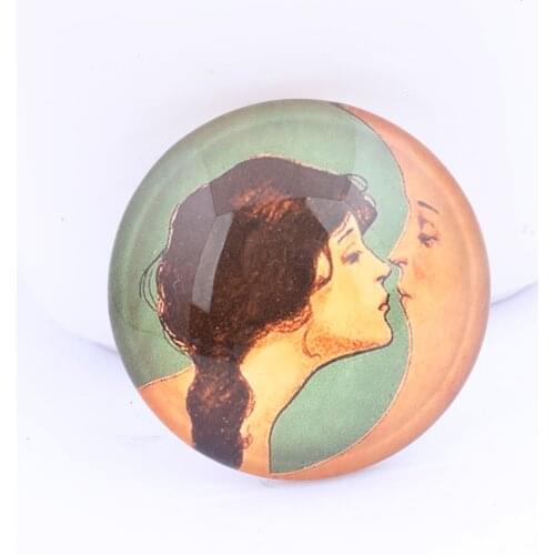 Moon kissing girl photo glass cabochon 12mm 14mm 16mm 18mm 20mm 25mm 30mm diy flatback for pendant jewelry making