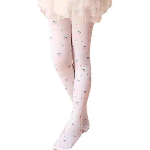 Spring/autumn Dancing Ballet Tights for Girls Highly Elastic Soft Cotton Comfort Children Pantyhose Cute Printing Girl Stockings