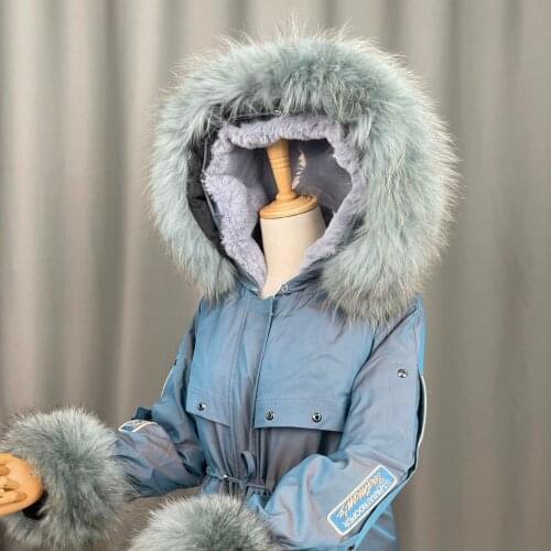 Real Raccoon Fur Collar Womens 100% Natural Fur Gray Collar Real Fur Shawl Raccoon collar Fur Scraves Light blue