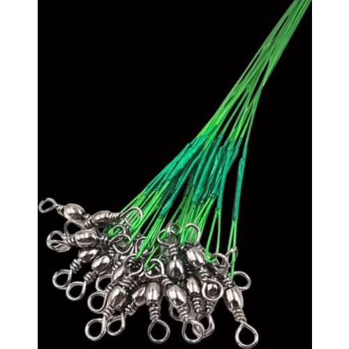 WALK FISH New 20pcs/lot 10/15/20/30cm Fishing Steel Wire Leader with Swivel Anti-bite Fishing Line Fishing Accessory Core Leash