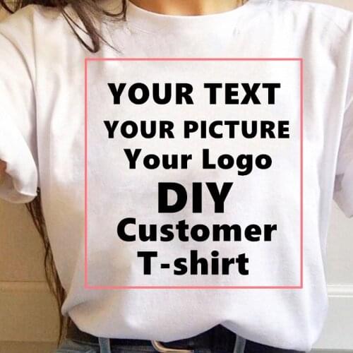 Women Custom Customized T-shirt Female Summer DIY Print T shirt Girl text Clothes,Print Your Logo,1p can print,Drop Shipping