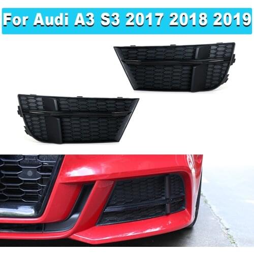 For Audi A3 S3 2017 2018 2019 1 Pair Car Modified Accessory Fog Light Cover Lamp Frame Grille Black Fits Car Accessories