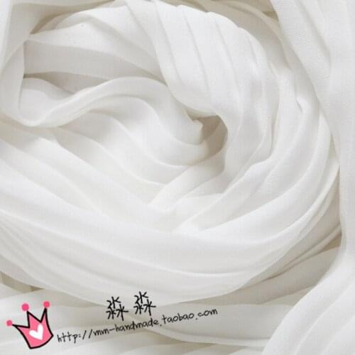 3Meters Summer Autumn Textile Fabrics High Qulity White Organ Plait Crumpled Gauze Chiffon Fabric Pleated Full-Skirted Dress
