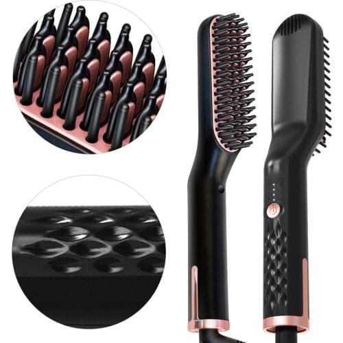3 in 1 Hair Straightener Brush Anti Static Ceramic Heating Detangling Faster Straightening Beard Comb For Man Beard Straightener