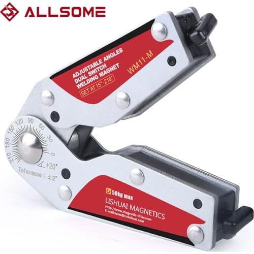 ALLSOME Adjustable Angles Dual Switch Welding Magnet On/Off Neodymium Magnetic Clamp 15-210 Degree WM11-M