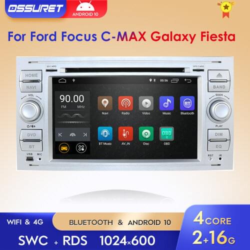 2 Din Android 10 Car Radio GPS Navigation Multimedia Player For Ford Focus Mondeo S C Max Kuga Fiesta Fusion Connection Transit
