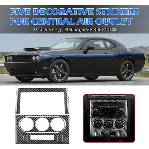 Car Sticker 5pcs/set Car A/C Navigation Panel Frame Trim Cover for Dodge Challenger 08-14 Car Panel Trim Sticker Decoration
