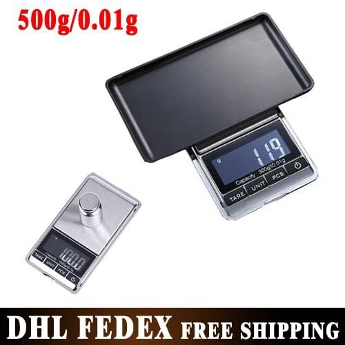 Free DHL FEDEX 50 pieces New Pocket Digital Scale LCD Display 500g x 0.01g Weight Jewelry Gold Silver Coin Ounce OZ Gram