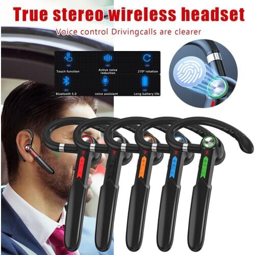 Fingerprint Touch 5.0 Bluetooth Headset Handsfree HIFI Wireless Earphone Waterproof Earpiece With Mic Single Business Headsets