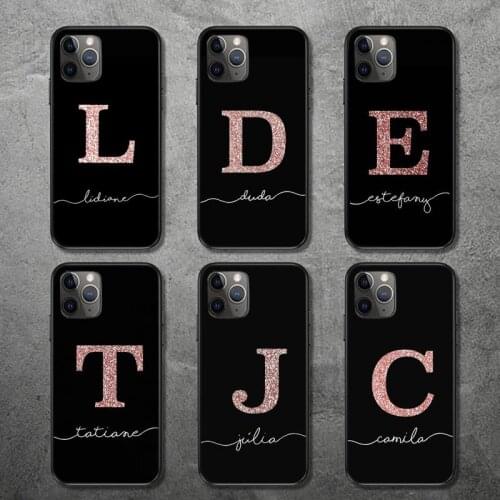 Phone Case for iPhone 12 11 mini pro XS MAX 8 7 6 6S Plus X 5S SE 2020 XR Letter Monogram