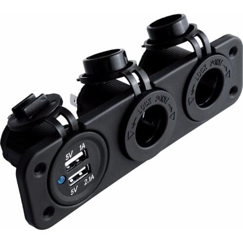 DC 12V/24V 3 Port Motorcycle Motorbike tractor Car Charger Socket Splitter Cigarette Lighter USB Plug