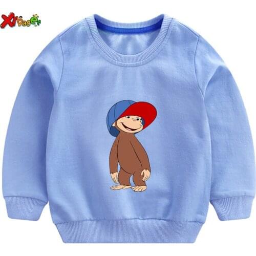 Children baby sweatshirt boy hoodie Cartoon monkey Girls animal Spring Casual Full Sleeve clothes Children Clothing babi hoodi