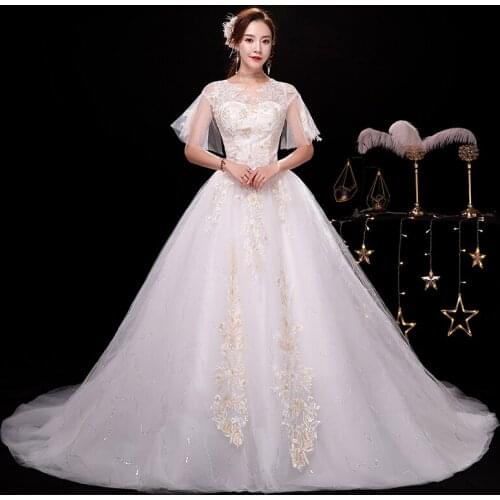 Trailing Wedding Dress Lace Up Bride Luxury Dream Tail Wedding Dresses Bridal Embroidery Train Dresses Ball Gowns