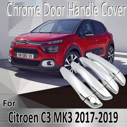 For Citroen C3 MK3 2017 2018 2019 Styling Stickers Decoration Chrome Door Handle Cover paint Refit Car Accessories