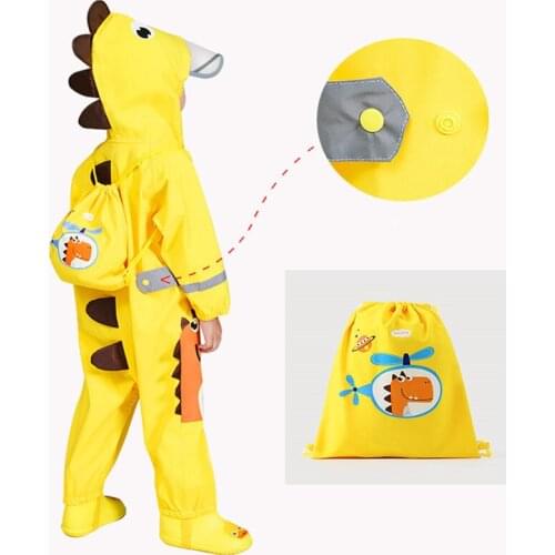 75-130cm Hooded Raincoat Raingear For Children,Waterproof Rain Coat Jumpsuit Rain,Students Play Suit Poncho