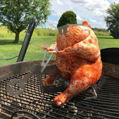 Hot Kitchen Outdoor BBQ Tools Chicken Duck Holder Rack Grill Stand Roasting For BBQ Rib Non Stick Carbon Steel Grilling Tools