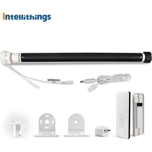 Intellithings Tuya WiFi Blinds Roller Shade Motor Built in Battery For 38mm Tube Smart Life Alexa Control Timer Remote Control