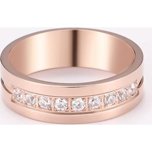 Skyrim Clear Zircon Rings for Women Wedding Engagement Birthday Jewelry Stainless Steel Rose Gold Color Ring Aesthetic Gifts