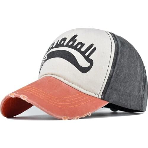 Korean washed distressed British shabby denim print letters baseball cap men and women outdoor sport casual shade snapback hat