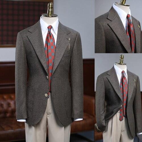 Handsome Check Men Tuxedos Custom Made Smart Casual Notched Lapel Plaid Blazer Causal Daily Business 1 Piece