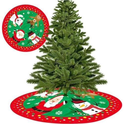 Round Snowman Santa Elk Print Christmas Tree Skirt Apron Floor Carpet Xmas Decor Christmas Tree Skirt Carpet Mat Christmas Tree