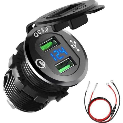 Car Motorcycle Refitted USB Charger Mobile Phone Tablet QC3.0 Metal Quick Charging