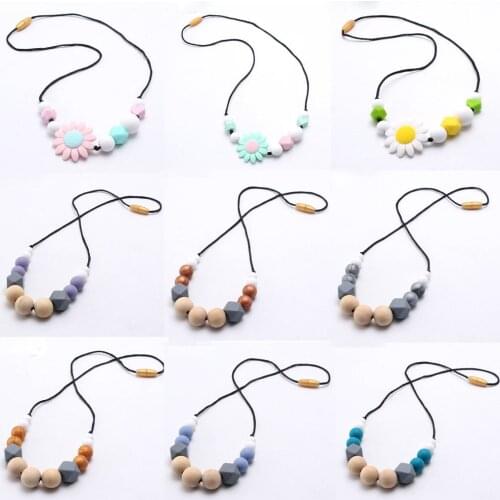 MHS.SUN Inventory Clearance Random 1Pcs Many Style Silicone Beads Necklace BPA Free Teething Nursing Jewelry Necklace