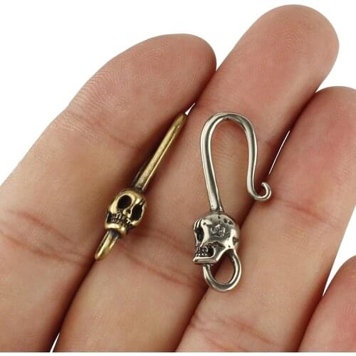 Mini Skull Brass Keychain Small Brass U Shape Key Hook DIY Cool Buckle Keyring